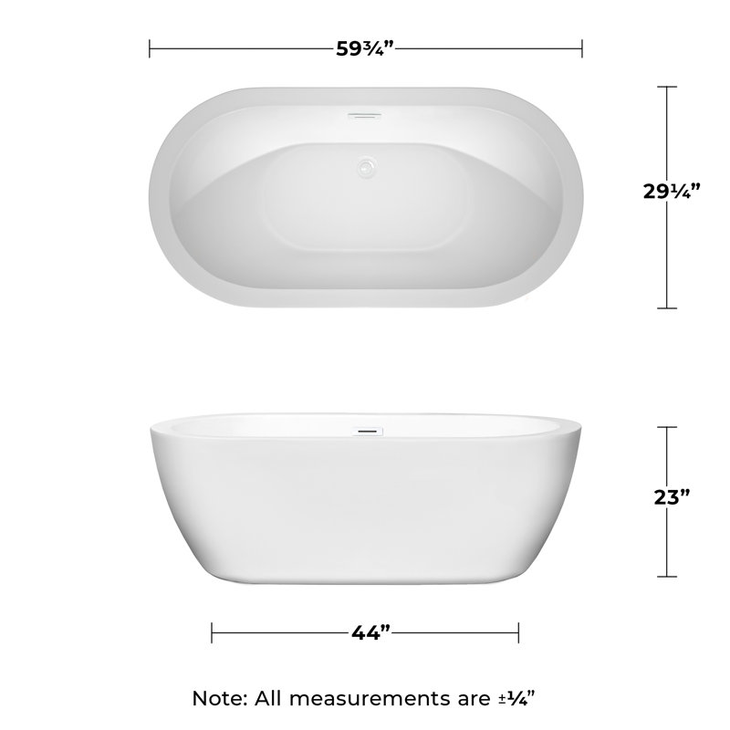 Soho 60'' x 29'' Soaking Acrylic Bathtub, Shiny White