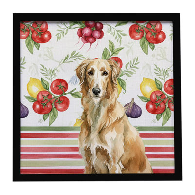 Wheaten Scottish Deerhound Vegetables Framed Metal Print