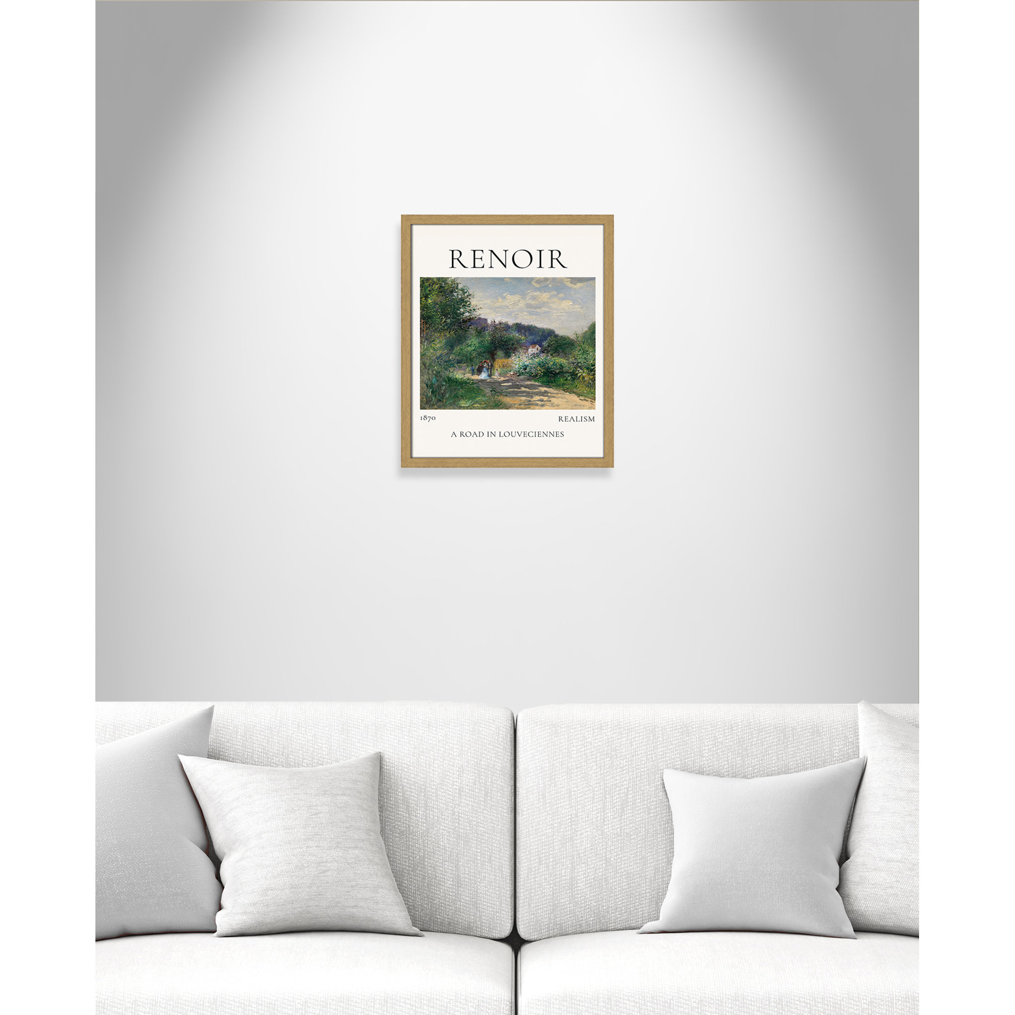Old Masters Collection " A Road In Louveciennes " by Auguste Renoir, 19" H x 16" W x 0.75" D, Natural Single Picture Frame