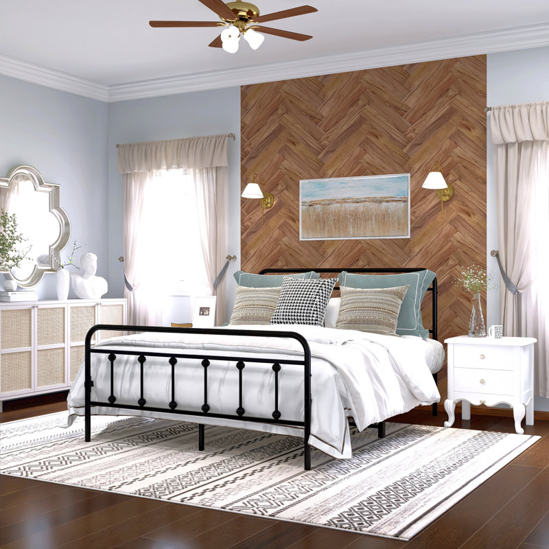 Ashburton Standard Modernism Metal Bed Frame with Headboard and Footboard, No Squeak, No Box Spring Needed, Easy Assemble