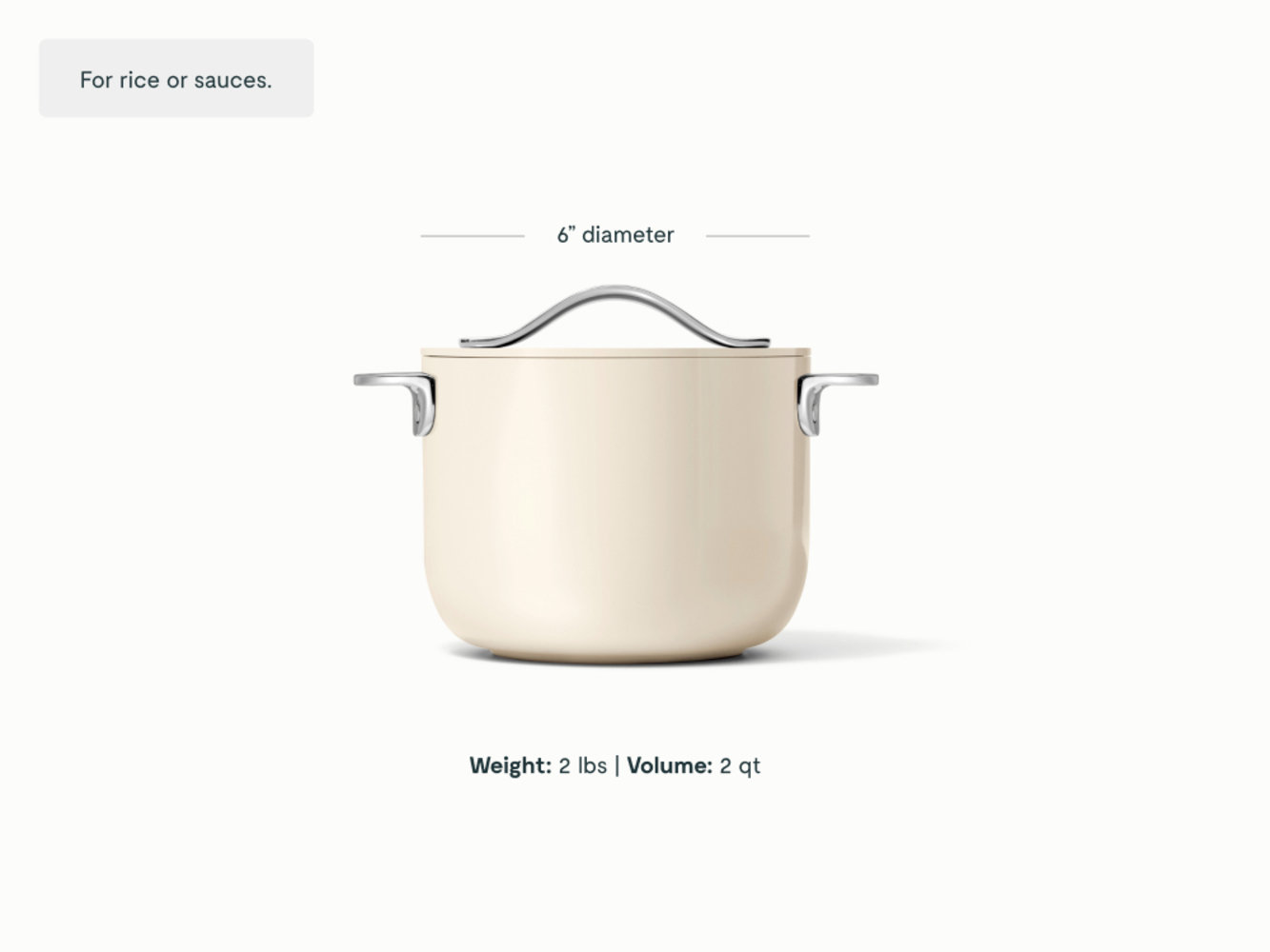 Caraway Ceramic Non-Stick Petite Cooker, 2 quarts, Cream