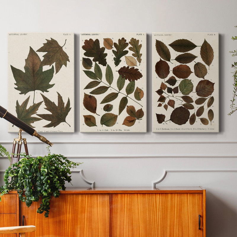 Autumnal Leaves IV - Ensemble de 3 peintures sur toile tendue, H 12 po x l 24 po x P 1 po