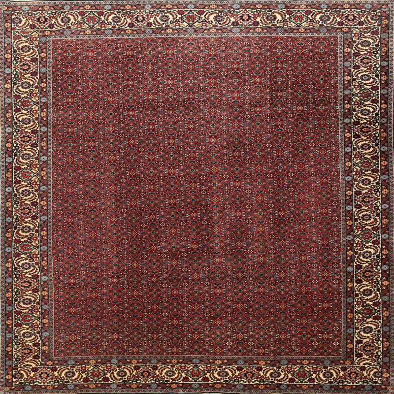 Tapis rouge/brun/beige traditionnel, Rond 5 pi