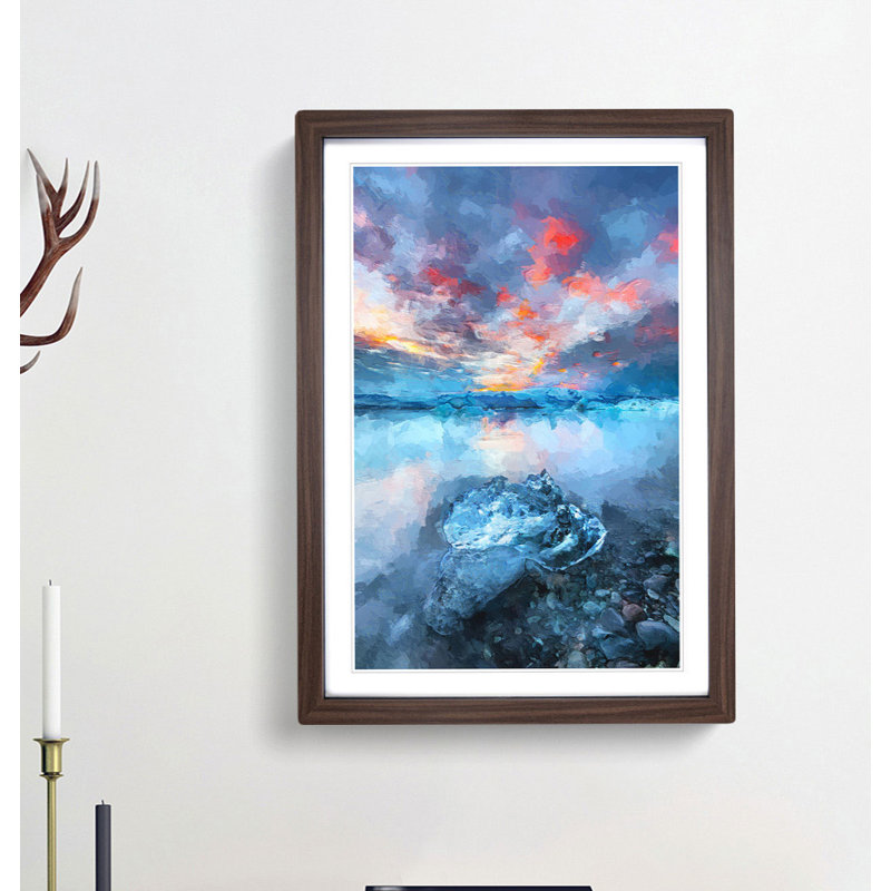 Iceland View in Abstract - Framed Print, Walnut, 76cm H x 50cm W x 2cm D