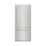 ZLINE Autograph 36 in. Built-In Refrigerator in White Matte w/ Bronze Accents