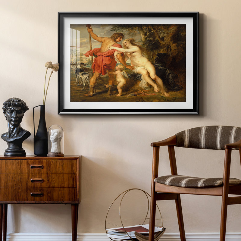 Venus and Adonis-Peter Paul Rubens-Toile tendue avec châssis-c. 1635, Noir, Impression encadrée, 22,5 x 30,5