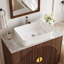 Base de meuble-lavabo de 36 po en noyer brun rétro avec comptoir en pierre, lavabo en céramique, bonde incluse et tablette réglable-130531276-130531278-132462301