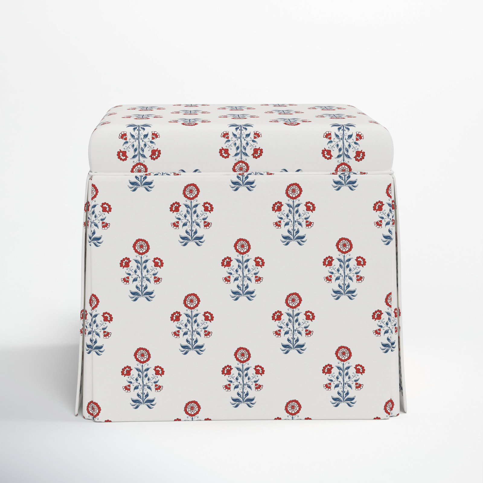 Jebb Upholstered Storage Ottoman, Cappy Floral Red