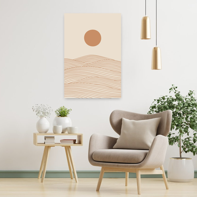 Art contemporain, paysage minimaliste serein abstrait, H 36 po x l 24 po