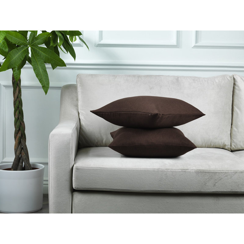Housses de coussin rectangulaires en lin uni, Brun