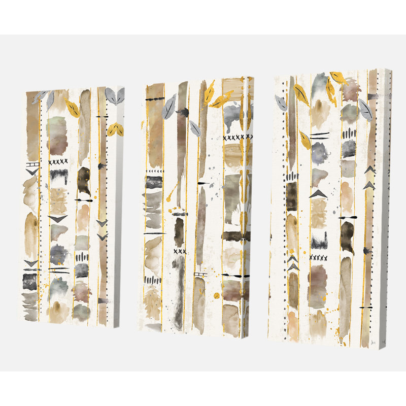 « abstract gold bouleau trees », reproduction d’image multi-pièces sur toile, H 40 po x l 60 po x P 1 po