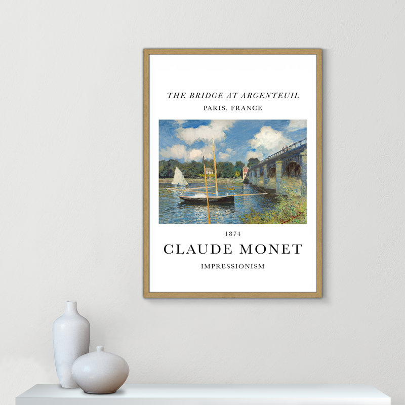 Pont à Argenteuil par Claude Monet, Cadre photo naturel naturel, Non, H 35,5 po x l 25,5 po x P 0,75 po