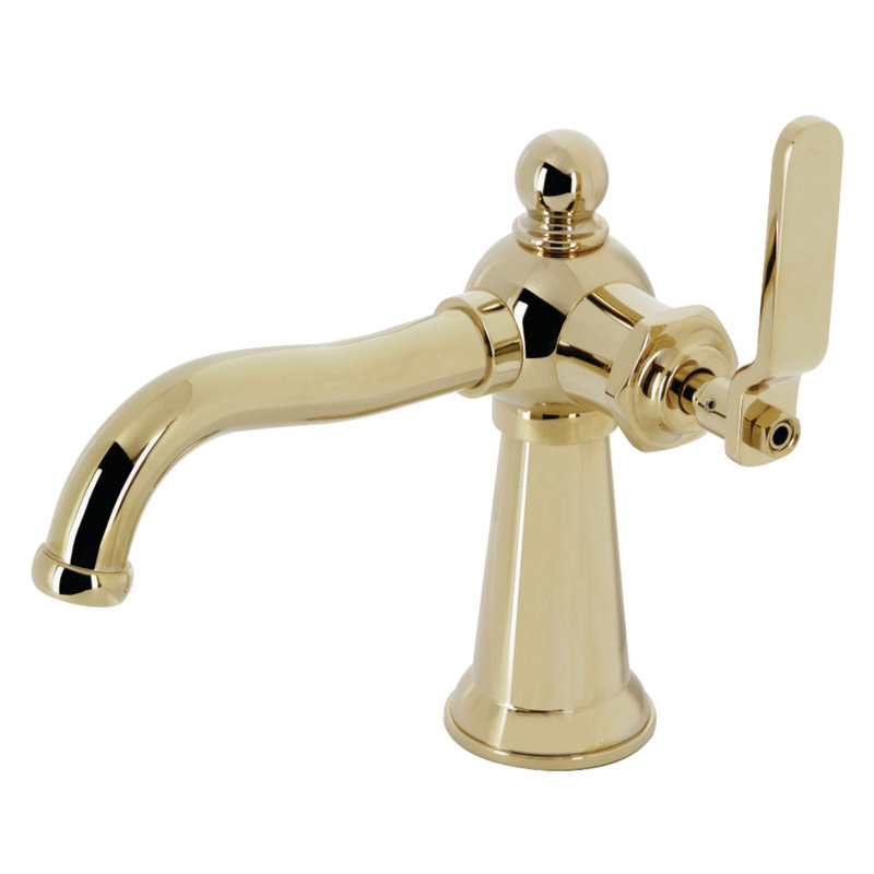 Robinet de salle de bain 1 poignée à fixation sur le comptoir à poignée simple Kingston Brass Knight, Laiton poli