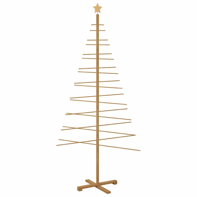 Wooden Christmas Tree with Stand Brown Bamboo, 6.89' H