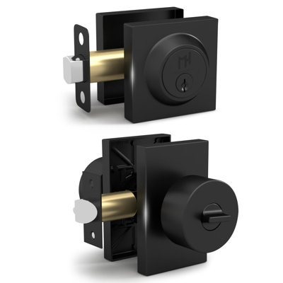 Mega Handles Laura Entry Door Knobs & Deadbolt Lock 1 Pack -Deadbolt Combo for Interior/Exterior Doors - Matte Black