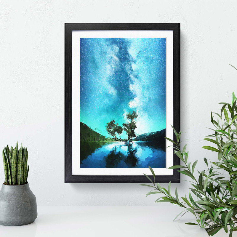 Milky Way Above Washington in Abstract - Picture Frame Graphic Art Print, 48cm H x 36cm W x 2cm D, Black Framed