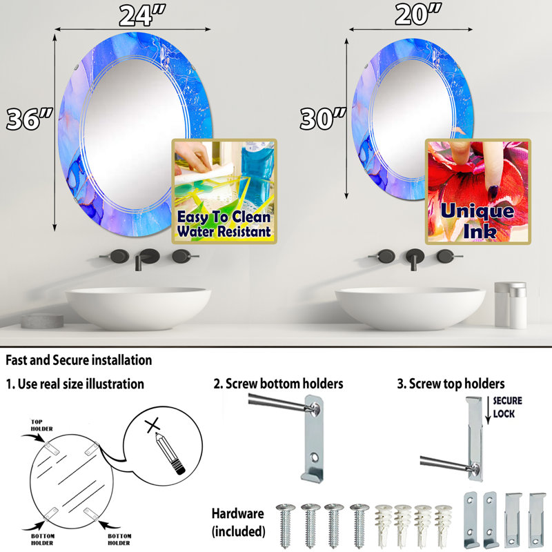 Miroir de salle de bain sans cadre, 30 po x 20 po