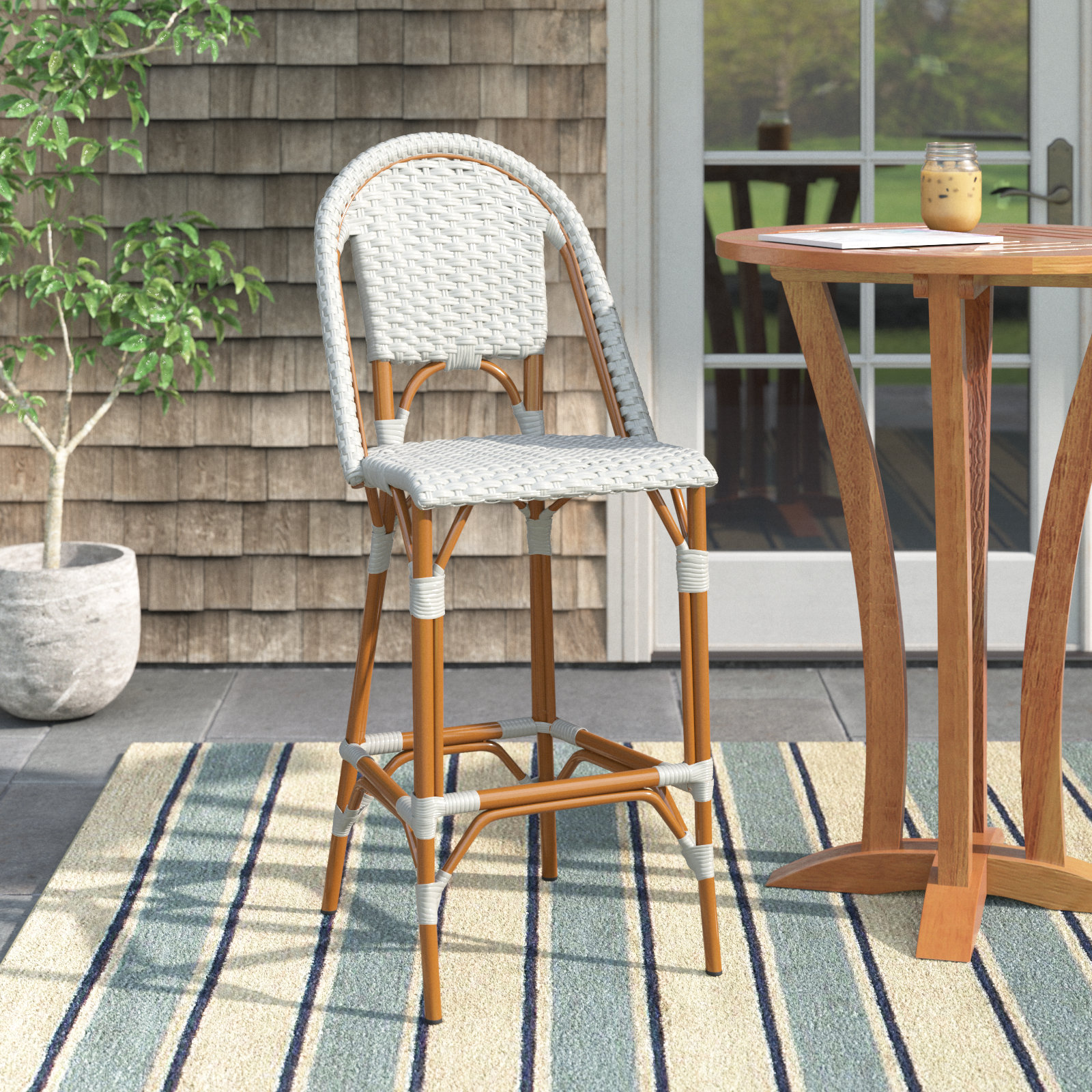 Kerta 46.5'' Outdoor Bar Stool, White