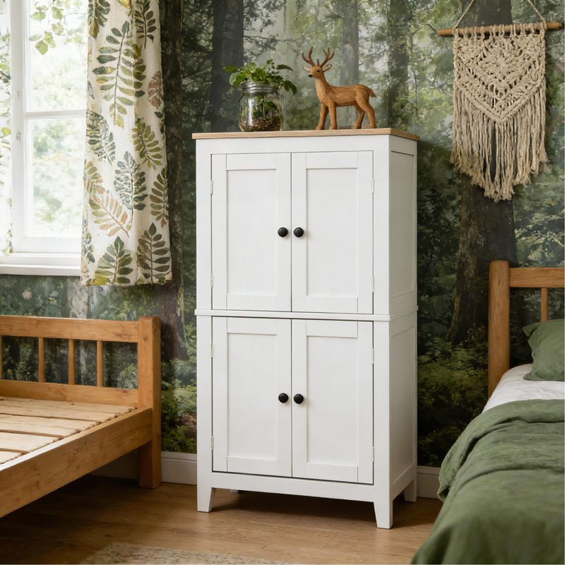 Armoire de rangement pour la maison, armoire de plancher, armoire de salle de bain, Chêne / Blanc