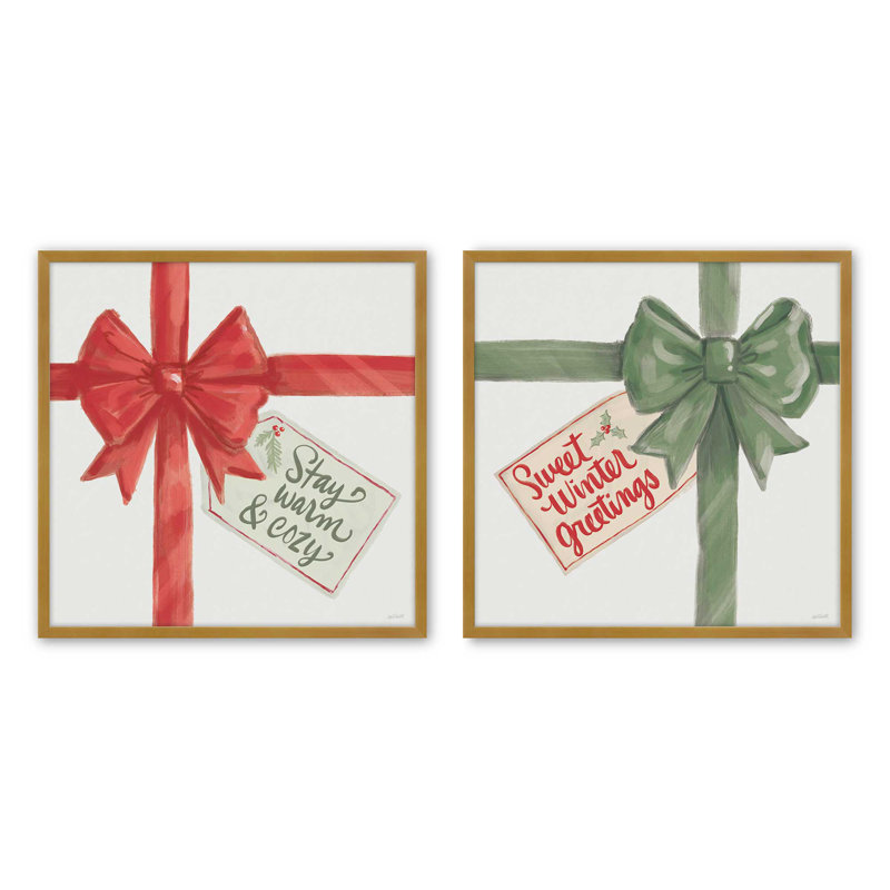 Ensemble de 2 reproductions d'art Cozy Holiday, Or poli, 12 po x 12 po