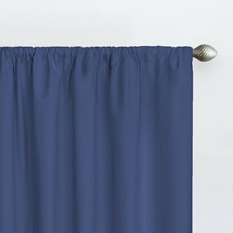 Eclipse Kids Macklin Solid Thermaback Blackout Rod Pocket Window Curtain Panel, 42" W x 63" L, Denim