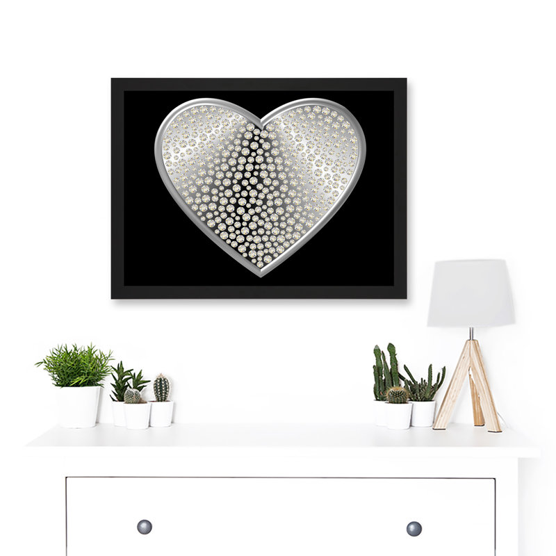 Diamond Heart Silver Bling Art - Single Picture Frame Print