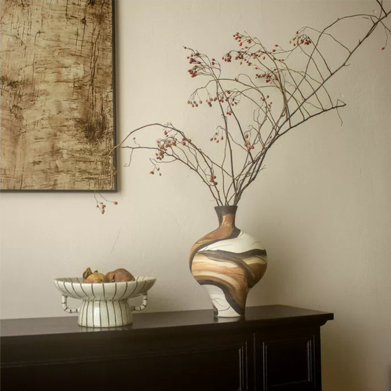 Brown Mid‑Century Novelty Ceramic Table Vase