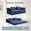 Canapé-lit convertible de sol avec structure fixe, revêtement en chenille, aucun assemblage requis, idéal pour le salon et la chambre, bleu foncé-1308264931