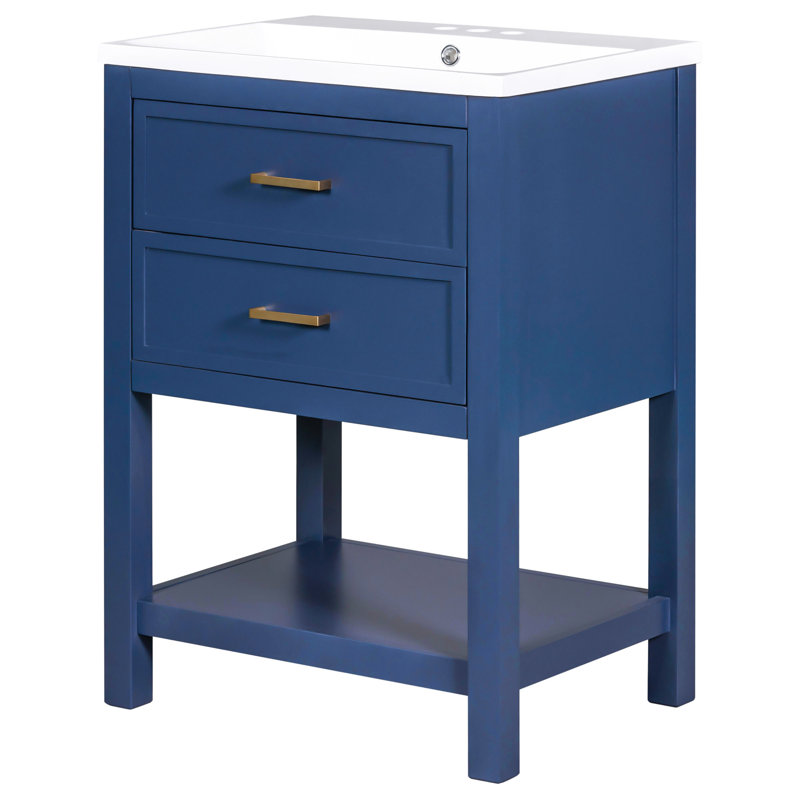 Meuble-lavabo élégant avec tiroirs fonctionnels et lavabo, Bleu
