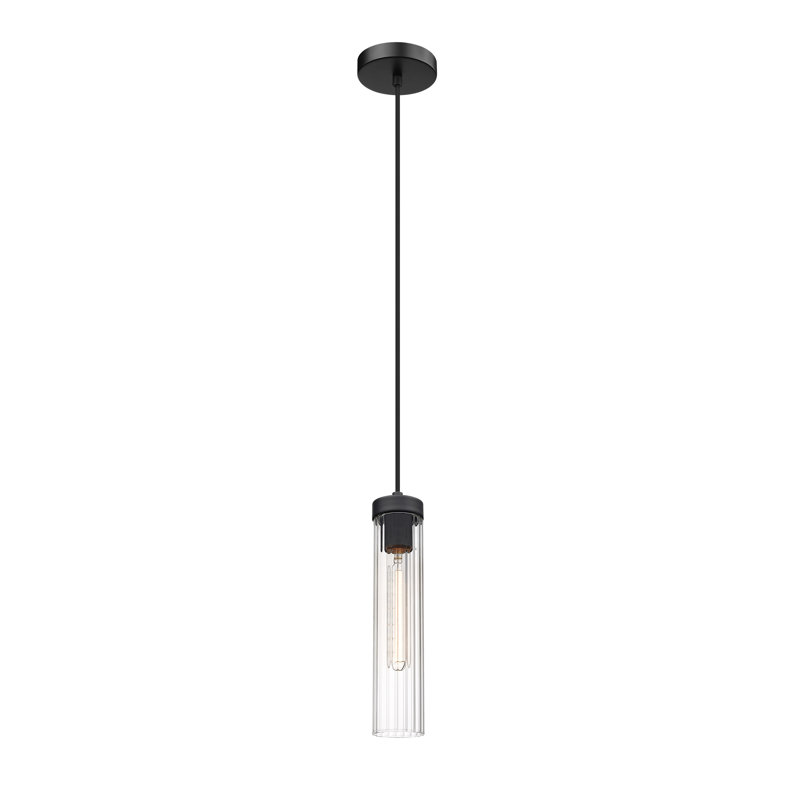 Luminaire suspendu cylindrique à 1 lumière Jense, Noir mat