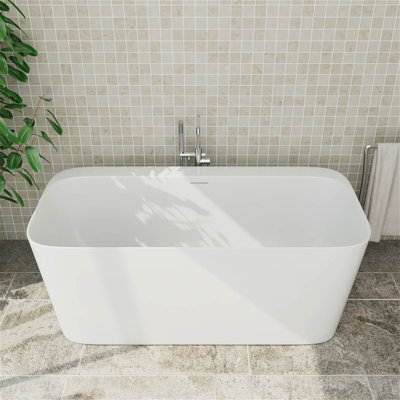 59"L X 29"W Double-Slipper Freestanding Soaking Acrylic Bathtub with Chrome Drain and Overflow