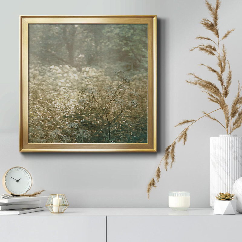«Foret De Tenom», peinture sur toile encadrée, Cadre doré, H 34,5 po x l 34,5 po x P 1,5 po