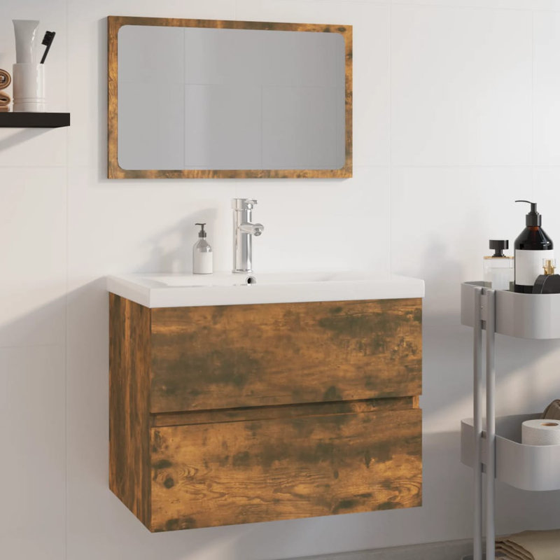 Capricorn Bathroom Storage Furniture Set, Smoked Oak