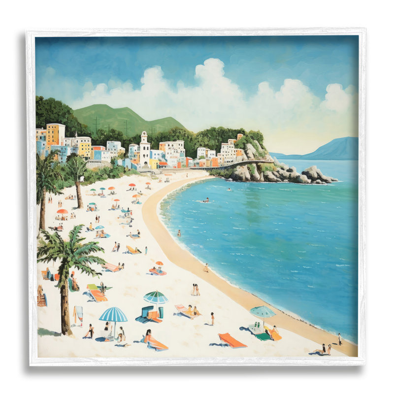 Bb-382-Tropical Beach Goers, reproduction encadrée sur bois, Giclée encadrée blanc bord de mer, H 24 po x l 24 po x P 1,5 po