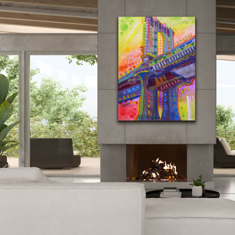 «Manhattan Bridge» par Dean Russo Studios, art mural sur toile, H 54 po x l 40 po x P 1,5 po