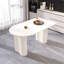 Table de salle à manger 63 po en MDF et table d'appoint irrégulière, table de salle à manger pour 4 à 8 personnes, pieds de table ronds en bois d'ingénierie épais, plateau de table blanc crème épais