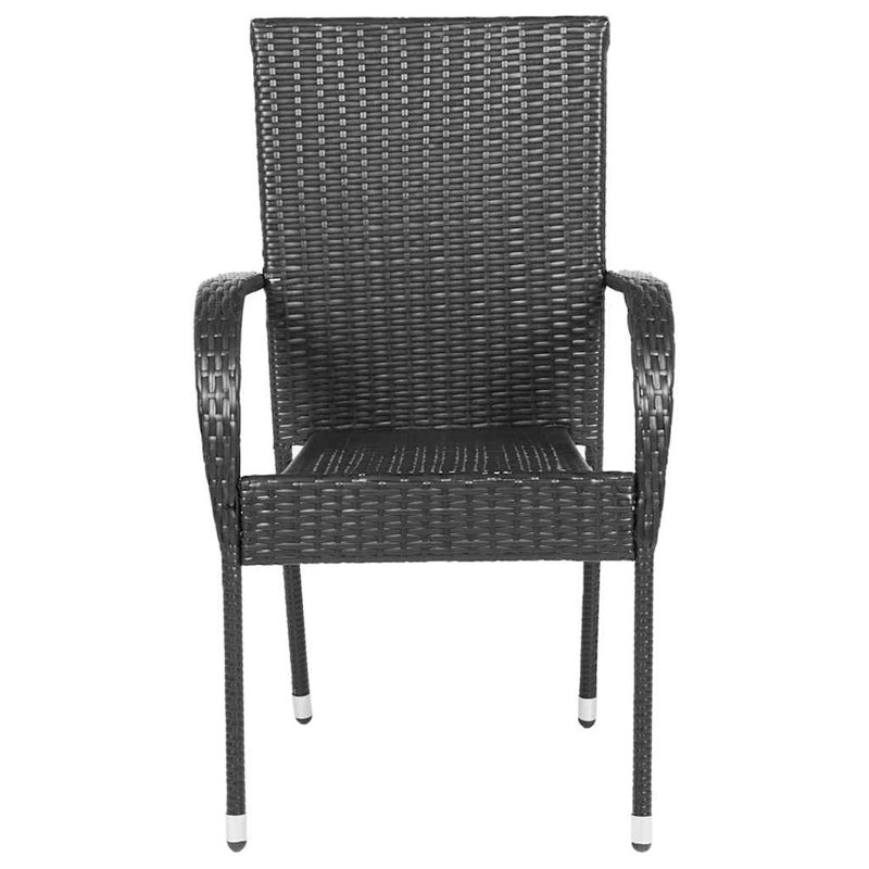 Ensemble de 6 chaises de salle à manger vidaXL empilables en PE noir, Noir