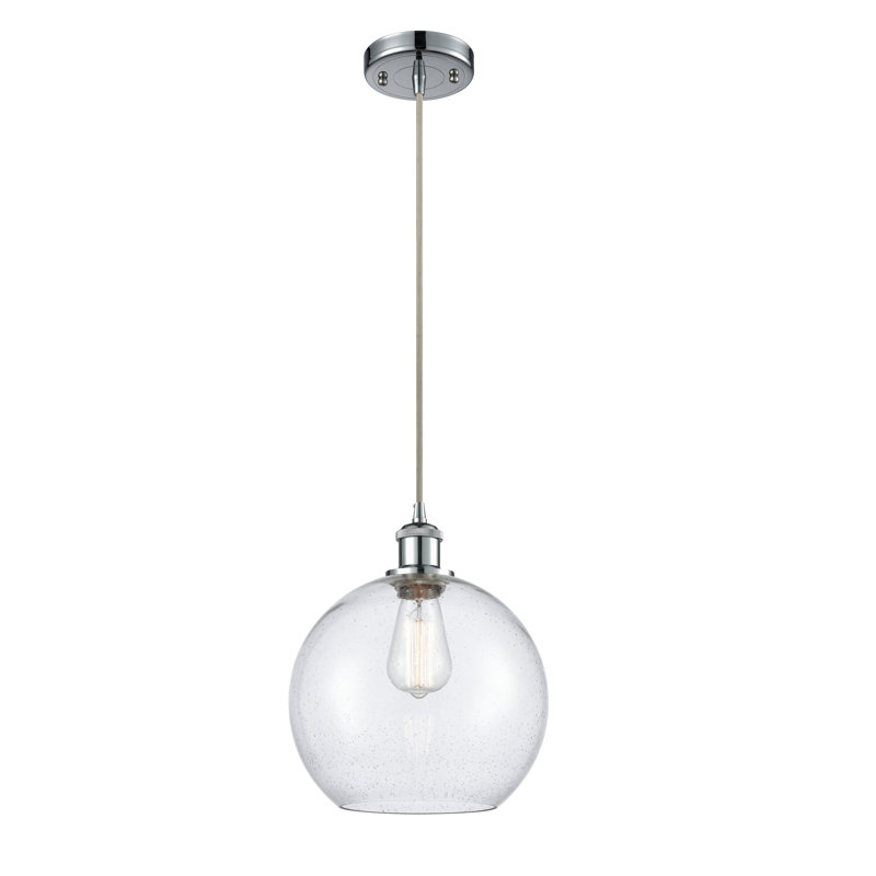 Luminaire suspendu sphère 1 lumière Baptista, Chrome poli, Ampoule DEL 6 watts Vinage, Grainé