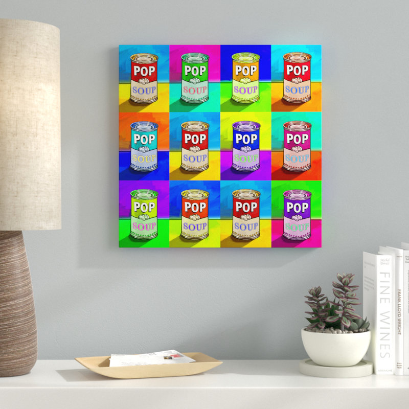 « pop art soupe », reproduction d’impression sur toile tendue, H 14 po x l 14 po