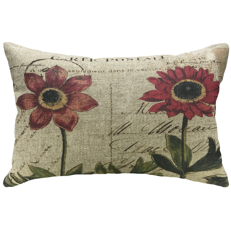  Botanical Flowers Linen Lumbar Pillow