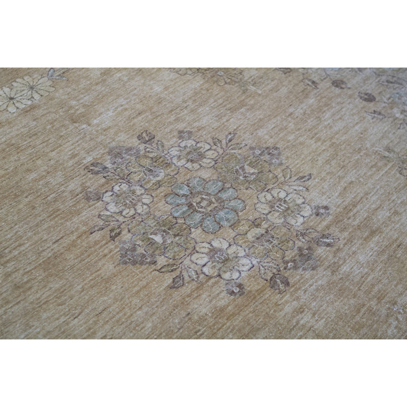 Tapis doré et brun de haute qualité noué à la main Ziegler