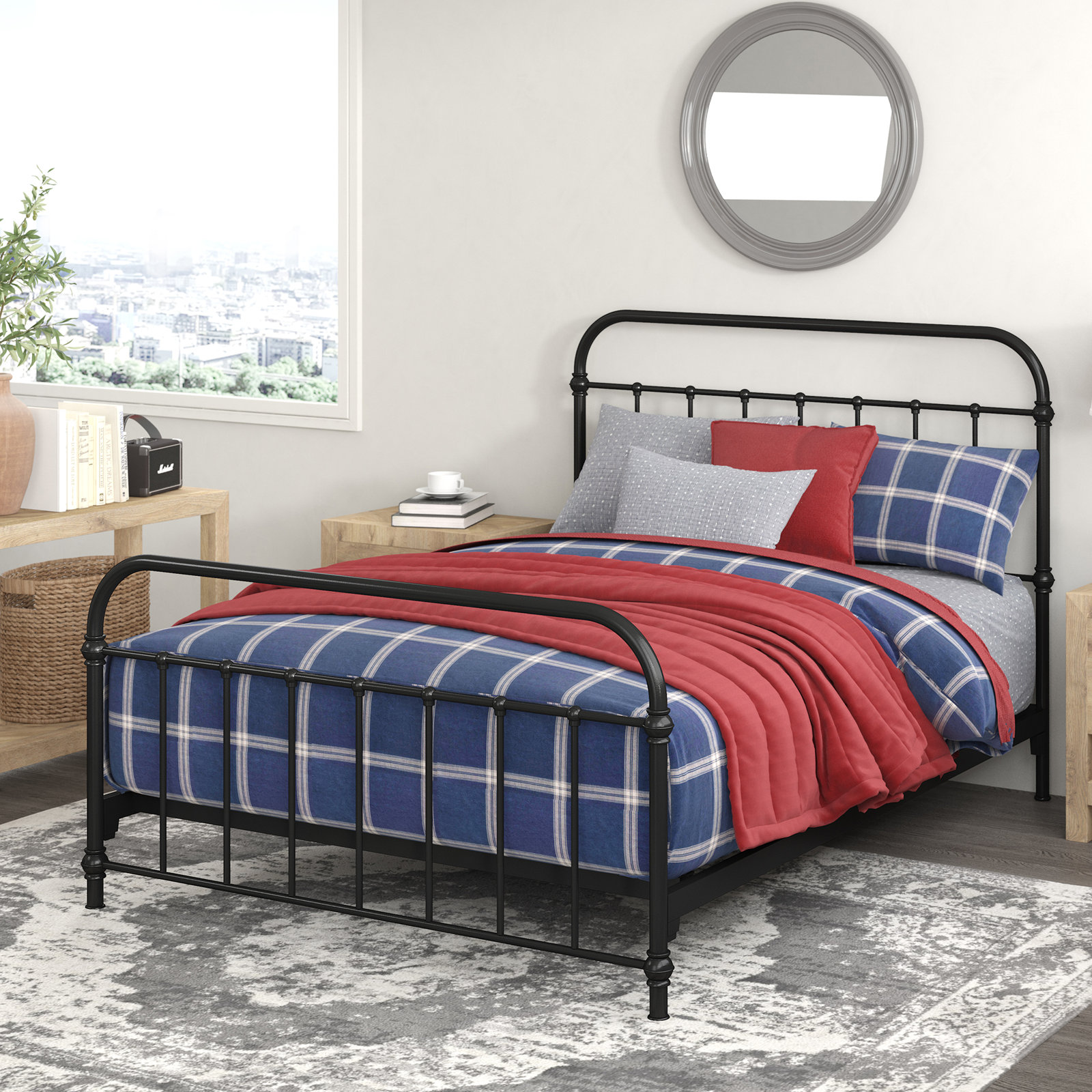 Niles Metal Bed, Queen, Black