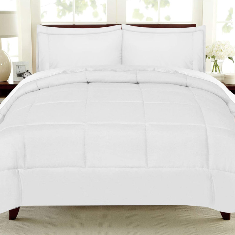 Ensemble d'édredon léger en duvet synthétique luxueux, Blanc, Édredon de très grande taille et 6 pièces suppl