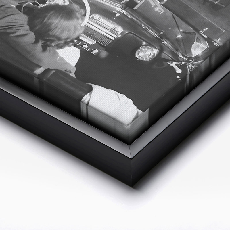 Drive in Movie Theatre, Black Framed, Canvas, 24"H x 32"W