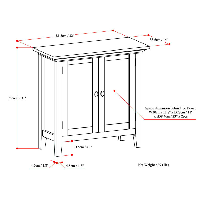 Hickory Brown Solid Wood 32" Transitional Low Storage Cabinet