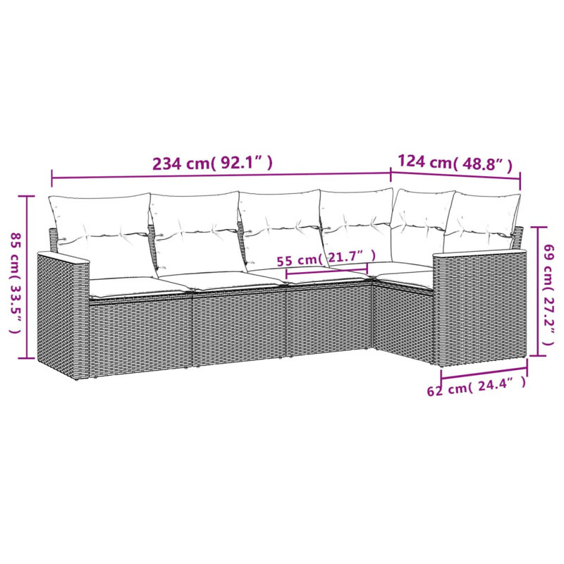 Vidaxl Garden Sofa Set Beige,Cream White