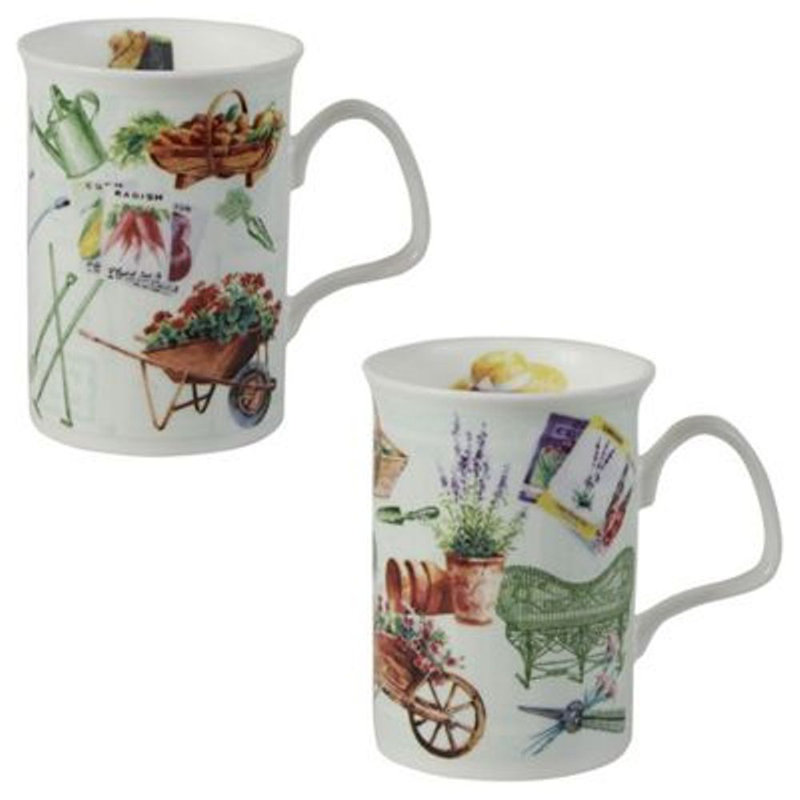 Ensemble de grandes tasses à café en porcelaine désossées 6 pièces jardin Brock