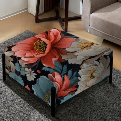 Rose et beige moderne floral Fusion Symphony - grand repose-pieds carré floral