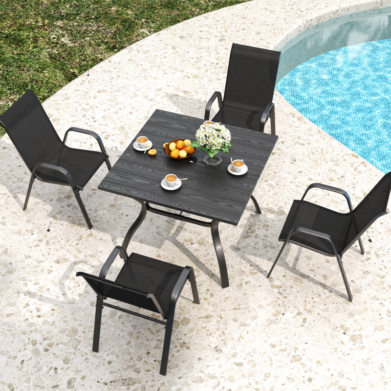 Chaises d'extérieur pour 4 personnes de conception ergonomique, tissu imperméable et pieds stables pour une utilisation commerciale à domicile avec siège large - Matériau de la structure