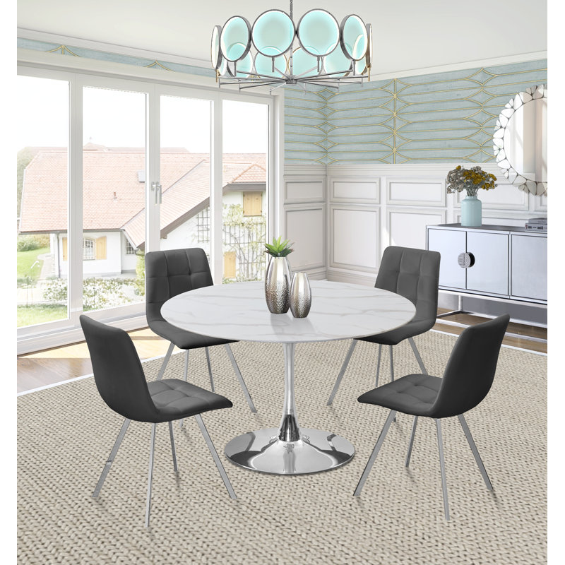 Holly Sevinc Pedestal Dining Table, Chrome, 36" W x 36" L